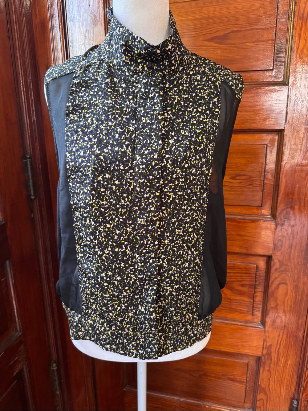 BCBGeneration Speckled Zip-Front Vest with Mesh back and sides